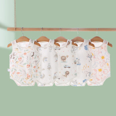 批发<b class='q'>婴儿</b>包屁衣夏季薄款纯棉连体衣新生儿背心三角哈衣爬服宝宝无袖装