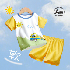 批发儿童纯棉短袖薄款<b class='q'>睡衣</b>套装宝宝夏季男童女童春夏家居服<b class='q'>婴儿</b>空调服
