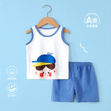 批发<b class='q'>婴儿</b>休闲背心薄款纯棉无袖夏季儿童<b class='q'>睡衣</b>男童无袖外穿女孩卡通套装