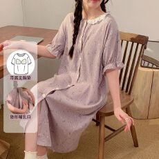 批发月子服春秋夏季云朵棉新款带胸垫云朵棉产后孕妇睡衣家居裙