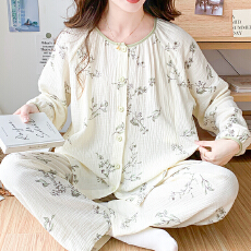 批发纯棉纱布长袖月子服春秋孕妇睡衣哺乳服<b class='q'>夏</b>孕期产后可调节家居服