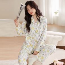 批发新款秋冬双面纯棉220克月子服带胸垫孕妇睡衣产后哺乳喂奶