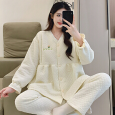 批发怀孕妇睡衣女士冬季新空气棉月子服产后大码哺乳家居套装