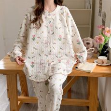 批发月子服秋冬加厚保暖空气棉产妇产后哺乳衣套装L-3XL码