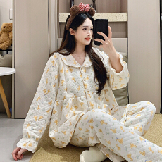 批发怀孕妇睡衣女士冬季新空气棉月子服产后大码哺乳家居套装