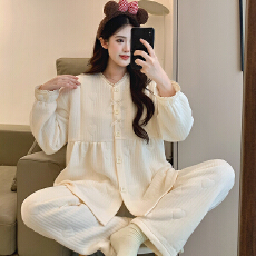 批发怀孕妇睡衣女士冬季新空气棉月子服产后大码哺乳家居套装