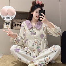 批发月子服新款秋<b class='q'>冬</b>和服夹层产后孕妇睡衣空气棉哺乳套装可外穿