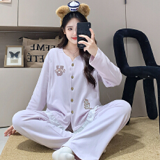 批发秋冬保暖德绒孕妇睡衣女哺乳喂奶月子服家居服套装