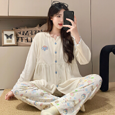 批发秋冬保暖海岛绒孕妇睡衣女哺乳喂奶月子服家居服套装