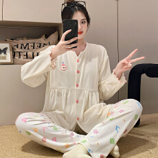 批发秋冬保暖海岛绒孕妇睡衣女哺乳喂奶月子服家居服套装