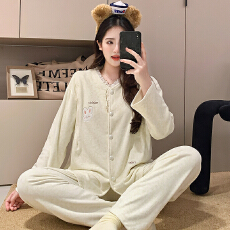 批发冬季保暖海岛绒<b class='q'>孕妇</b><b class='q'>睡衣</b>女哺乳喂奶月子服家居服套装