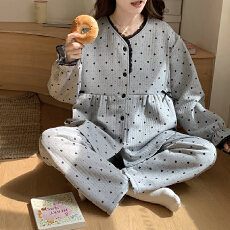 批发月子服新款秋<b class='q'>冬</b>夹层孕妇产后睡衣家居服空气棉哺乳套装可外穿