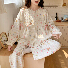 批发月子服新款秋<b class='q'>冬</b>夹层孕妇产后睡衣家居服空气棉哺乳套装