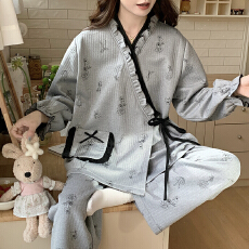 批发新款系带和服月子服<b class='q'>春</b>秋冬后孕妇睡衣怀孕期哺乳套装