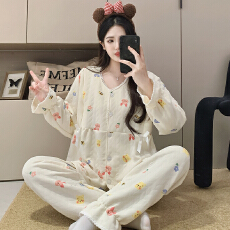 批发月子服新款秋冬夹层产后孕妇睡衣家居服空气棉哺乳套装可外穿