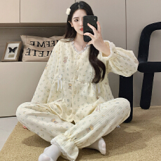 批发月子服新款秋冬夹层产后孕妇睡衣家居服空气棉哺乳套装可外穿