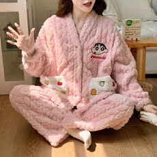 批发新款提花绒月子服<b class='q'>秋</b>冬季加绒加厚孕妇睡衣女法兰绒珊瑚绒产后哺乳