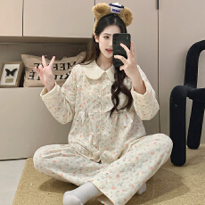 批发月子服新款秋冬夹层产后孕妇睡衣家居服空气棉哺乳套装可外穿