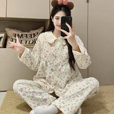 批发月子服新款秋冬夹层产后孕妇睡衣家居服空气棉哺乳套装可外穿