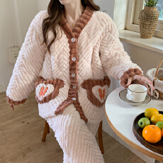 批发秋<b class='q'>冬</b>季夹棉月子服孕妇睡衣三层加绒加厚哺乳产后喂奶家居保暖套装