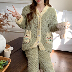 批发秋<b class='q'>冬</b>季夹棉月子服孕妇睡衣三层加绒加厚哺乳产后喂奶家居保暖套装