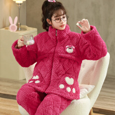 批发<b class='q'>冬</b>季三层夹棉隐形拉链孕妇加厚法兰绒月子服哺乳服外穿家居服