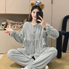 批发新款孕妇睡衣隐形拉链垫<b class='q'>秋</b>冬季德绒月子服加厚加绒哺乳套装