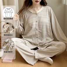 批发新款孕妇睡衣固定胸垫<b class='q'>秋</b>冬季德绒月子服加厚加绒哺乳套装