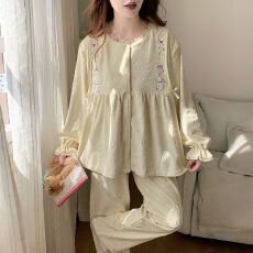 批发新款孕妇睡衣套头<b class='q'>秋</b>冬季海岛绒压花月子服加厚加绒哺乳套装