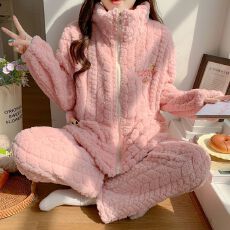 批发新款孕妇睡衣套头<b class='q'>秋</b>冬季海岛绒压花月子服加厚加绒哺乳套装