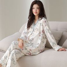 批发纯棉月子服春秋款产后哺乳睡衣女带胸垫孕妇家居服两件套