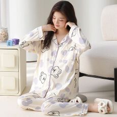 批发纯棉月子服春秋款产后哺乳睡衣女带胸垫孕妇家居服两件套
