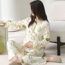 批发纯棉月子服春秋款产后哺乳睡衣女带胸垫孕妇家居服两件套