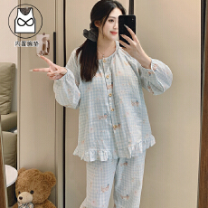 批发带胸垫100%纯棉套装月子服女孕妇睡衣哺乳服夏季孕期可调节家居