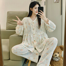 批发100%纯棉套装月子服女孕妇睡衣哺乳服夏季孕期可调节家居