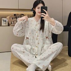 批发100%纯棉套装月子服女孕妇睡衣哺乳服夏季孕期可调节家居