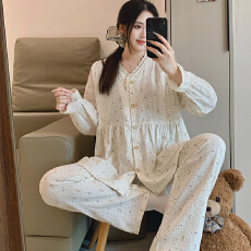 批发100%纯棉套装月子服女孕妇睡衣哺乳服夏季孕期可调节家居