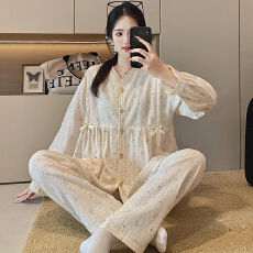 批发100%纯棉套装月子服女孕妇睡衣哺乳服夏季孕期可调节家居