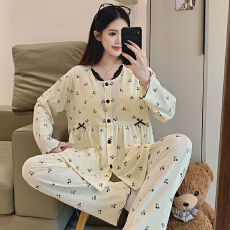 批发带胸垫 弹力纯棉月子服春秋孕妇睡衣哺乳服产后调节家居服套装