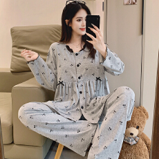 批发带胸垫 弹力纯棉月子服春秋孕妇睡衣哺乳服产后调节家居服套装