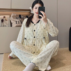 批发带胸垫 弹力纯棉月子服春秋孕妇睡衣哺乳服产后调节家居服套装