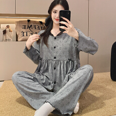 批发带胸垫 弹力纯棉月子服春秋孕妇睡衣哺乳服产后调节家居服套装