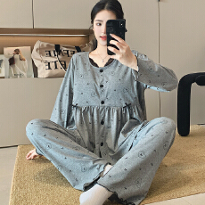 批发带胸垫 弹力纯棉月子服春秋孕妇睡衣哺乳服产后调节家居服套装