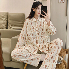 批发100%纯棉月子服女长袖长裤春孕妇睡衣哺乳服夏孕期产后家居服套装