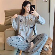 批发100%莱卡棉纯棉月子服带胸垫女长袖裤春<b class='q'>孕妇</b><b class='q'>睡衣</b>套装哺乳服夏产后