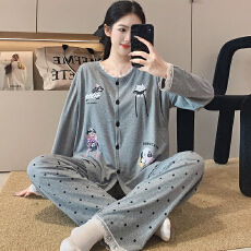 批发100%莱卡棉纯棉月子服带胸垫女长袖裤春<b class='q'>孕妇</b><b class='q'>睡衣</b>套装哺乳服夏产后