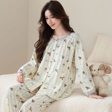 批发7A抗菌A类纯棉月子服长袖拉链哺乳口喂奶孕妇睡衣产后产妇家居服