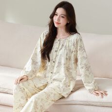 批发7A抗菌A类纯棉月子服长袖拉链哺乳口喂奶孕妇睡衣产后产妇家居服