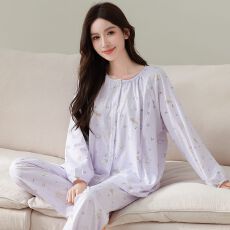 批发7A抗菌A类纯棉月子服长袖拉链哺乳口喂奶孕妇睡衣产后产妇家居服