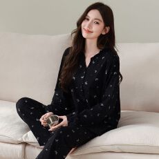 批发7A抗菌A类纯棉月子服长袖拉链哺乳口喂奶孕妇睡衣产后产妇家居服